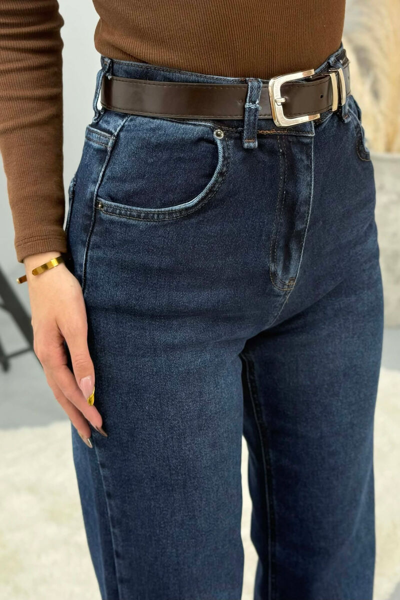 ONE COLOR BELT DETAIL SIMPLE WOMEN JEANS BLUE/BLU - 5