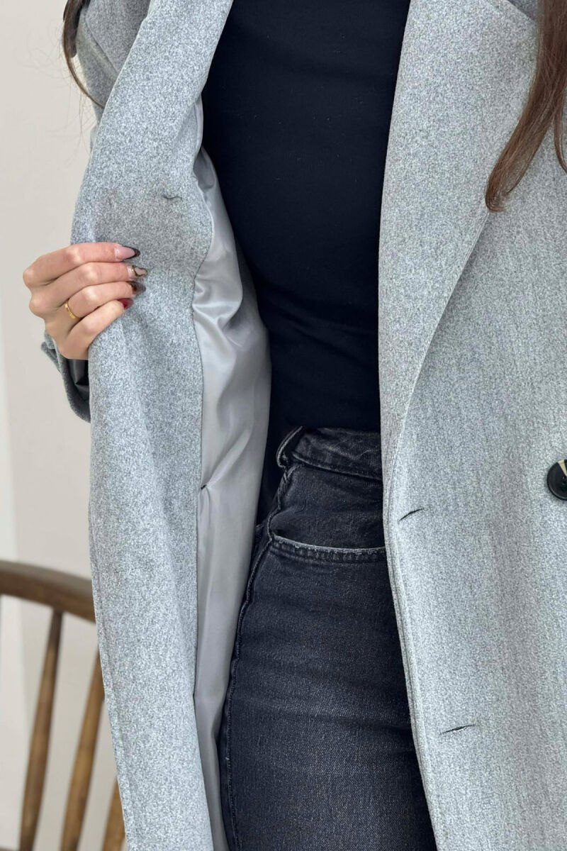 ONE COLOR BELT DETAIL WOMAN COAT LIGHT GREY/GZ - 3