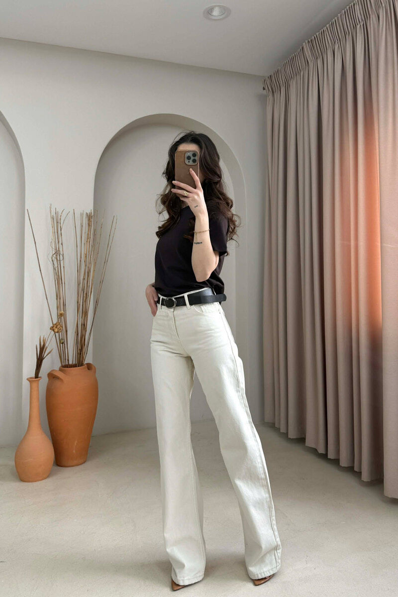 ONE COLOR BELT DETAIL WOMAN JEANS BEIGE/BEZHE - 2