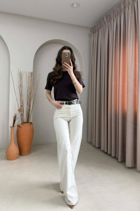 ONE COLOR BELT DETAIL WOMAN JEANS BEIGE/BEZHE - 3