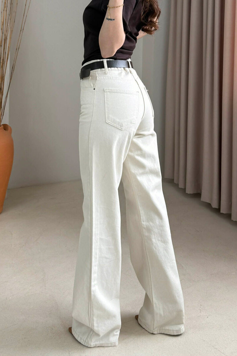 ONE COLOR BELT DETAIL WOMAN JEANS BEIGE/BEZHE - 4