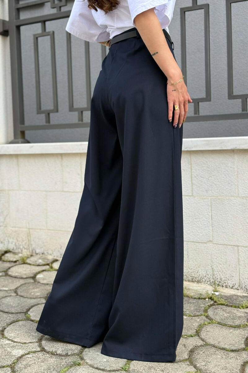 ONE COLOR BELT DETAIL WOMAN TROUSERS BLUE/BLU - 3