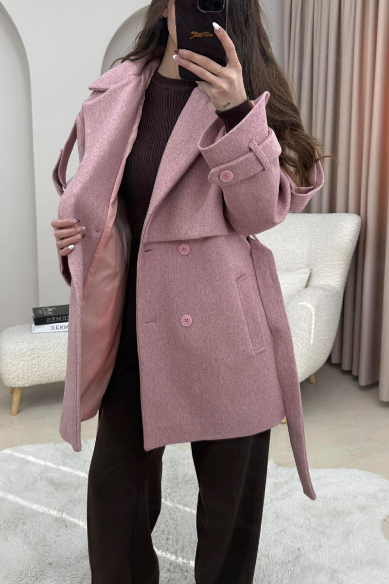 ONE COLOR BELT DETAIL WOMEN TRENCH COAT VINEGAR/UTHULL - 3