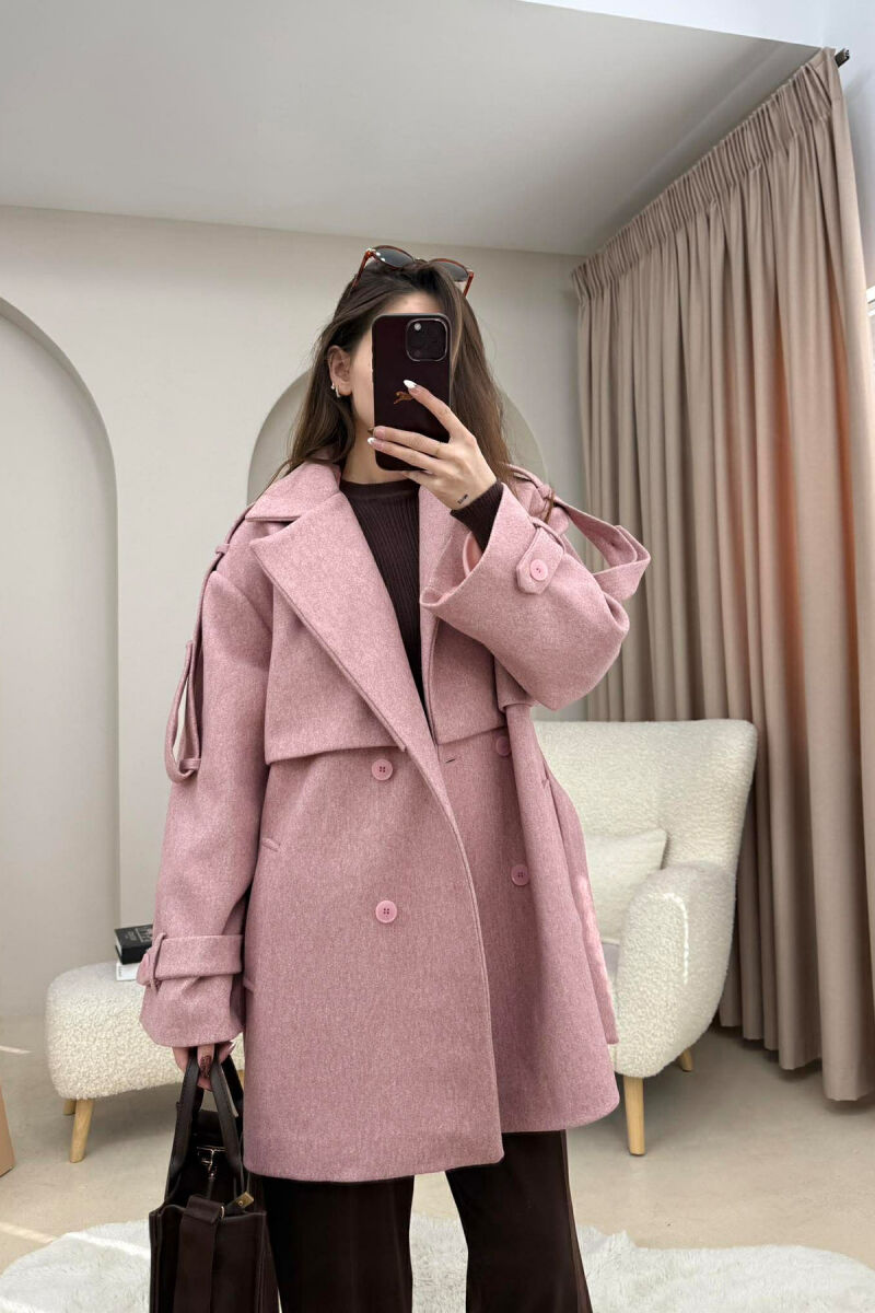ONE COLOR BELT DETAIL WOMEN TRENCH COAT VINEGAR/UTHULL - 4
