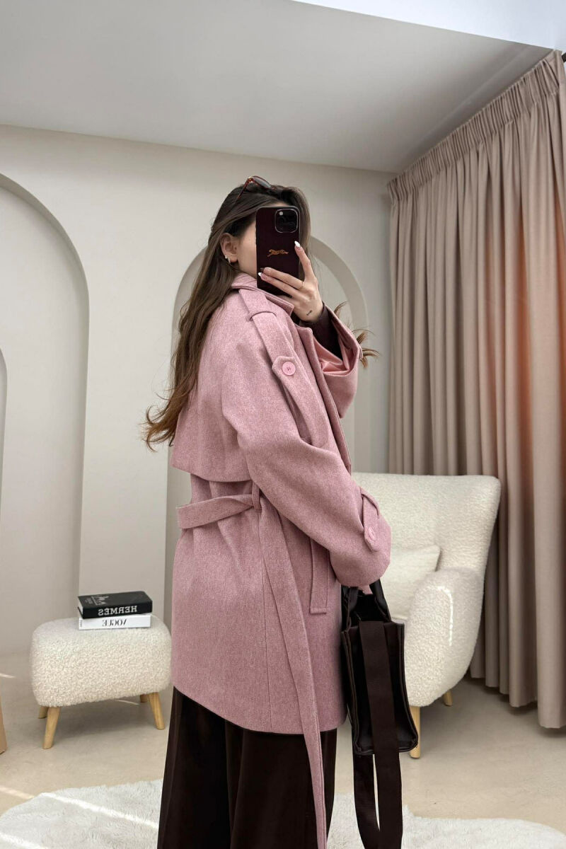 ONE COLOR BELT DETAIL WOMEN TRENCH COAT VINEGAR/UTHULL - 5