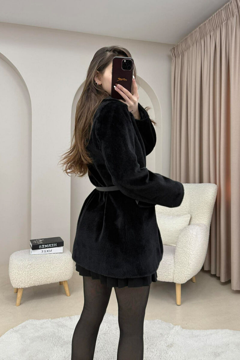 ONE COLOR BELT DETAILED WOMAN JACKET BLACK/ E ZEZE - 2