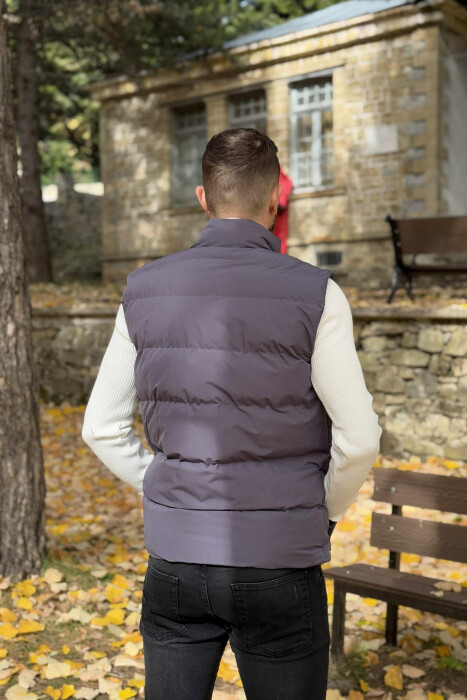 ONE COLOR BIG FRONT POCKETS HIDDEN BUTTON+ZIPPER MEN VEST GREY/GRI - 3