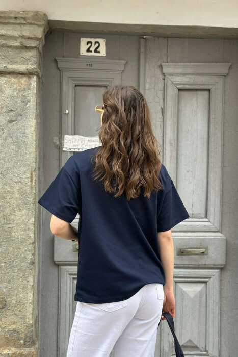 ONE COLOR BOW DESIGN WOMAN T-SHIRT BLUE/BLU - 3