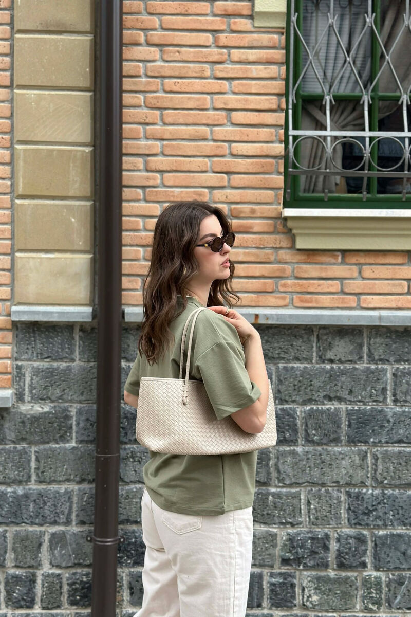 ONE COLOR BOW DESIGN WOMAN T-SHIRT MINT/MENTE - 4