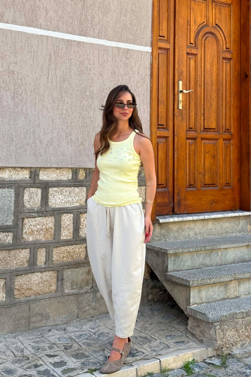 ONE COLOR BUTTON DETAILS WOMAN TANK TOP YELLOW/E VERDHE - 7