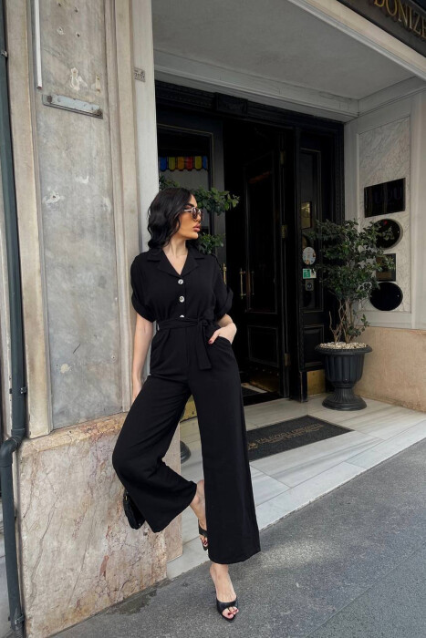 JUMPSUIT NJE NGJYRESH ME LIDHESE TEK BELI PER FEMRA NE NGJYRE TE ZEZE - KLAUDIO FASHION