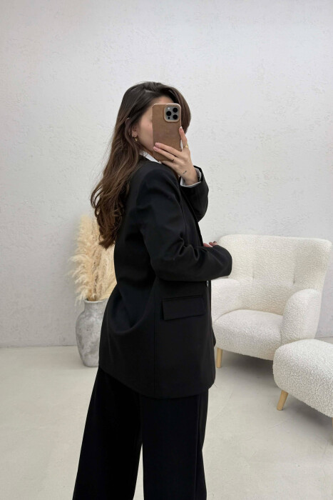 ONE COLOR BUTTONED WOMAN JACKET BLACK/ E ZEZE - 2