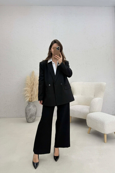 ONE COLOR BUTTONED WOMAN JACKET BLACK/ E ZEZE - 4