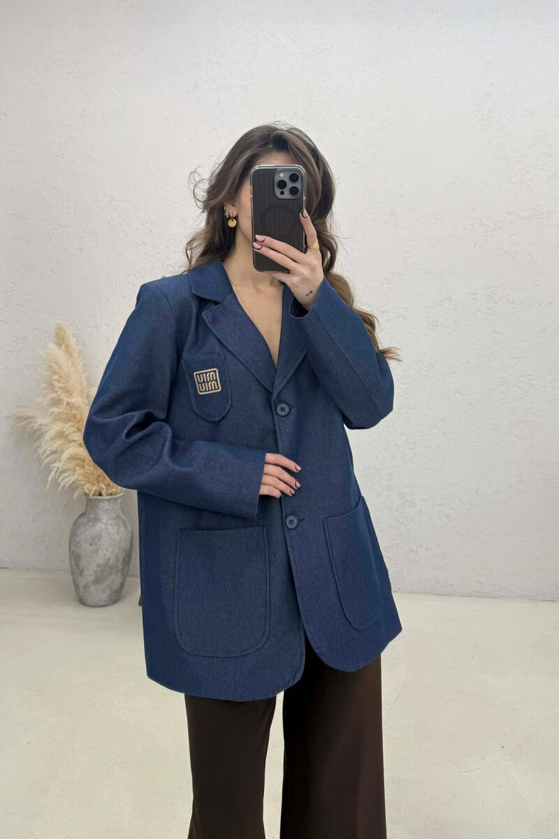 ONE COLOR BUTTONED WOMAN JACKET BLUE/BLU - 2