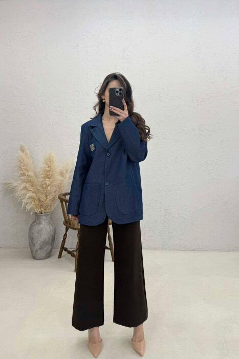 ONE COLOR BUTTONED WOMAN JACKET BLUE/BLU - 4