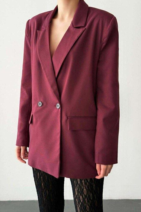 ONE COLOR BUTTONED WOMAN JACKET BURGUNDY/VISHNJE - KLAUDIO FASHION