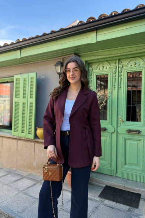 ONE COLOR BUTTONED WOMAN JACKET BURGUNDY/VISHNJE 