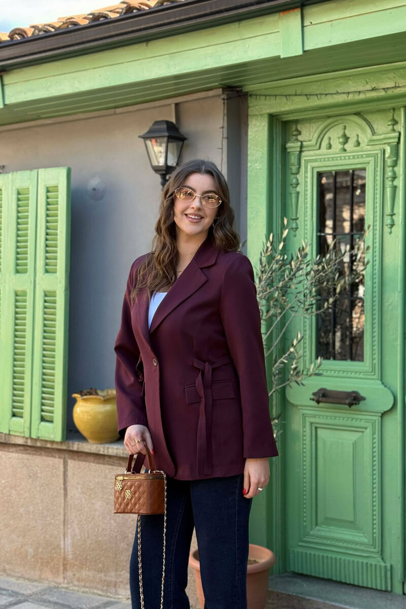 ONE COLOR BUTTONED WOMAN JACKET BURGUNDY/VISHNJE - 4