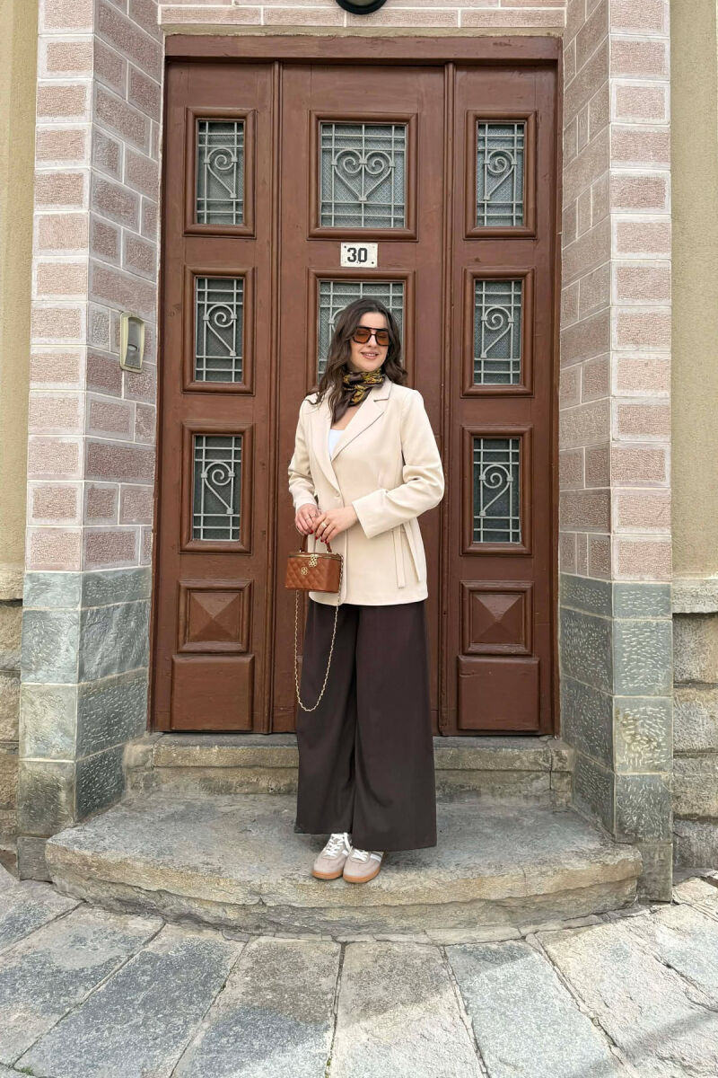 ONE COLOR BUTTONED WOMAN JACKET CREAM/KREM - 4