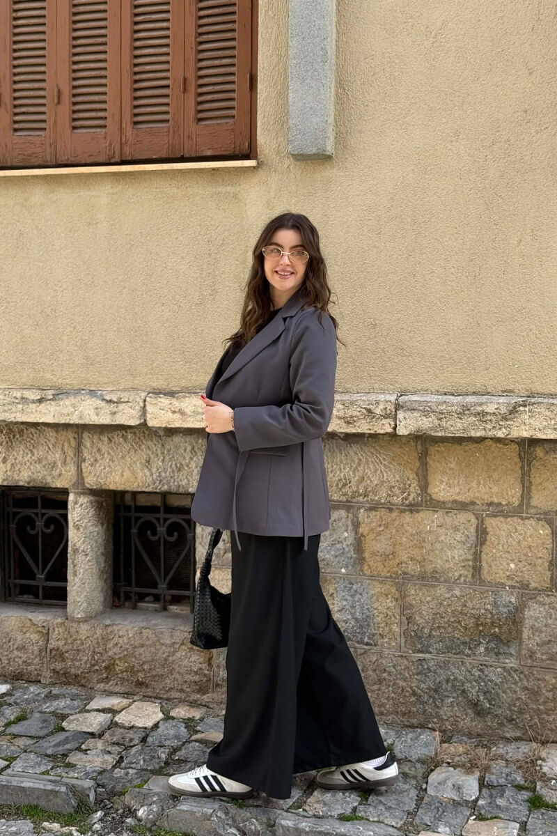 ONE COLOR BUTTONED WOMAN JACKET DARK GREY/GEE - 2