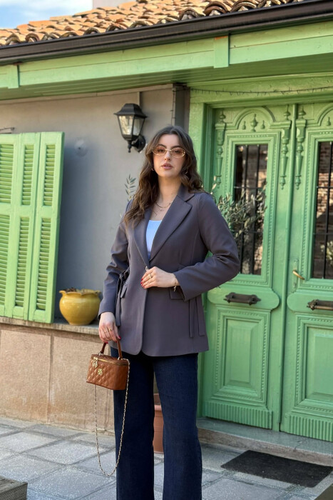 ONE COLOR BUTTONED WOMAN JACKET GREY/GRI 