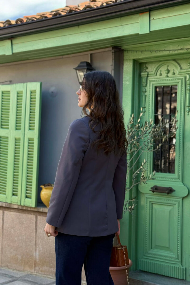 ONE COLOR BUTTONED WOMAN JACKET GREY/GRI - 2