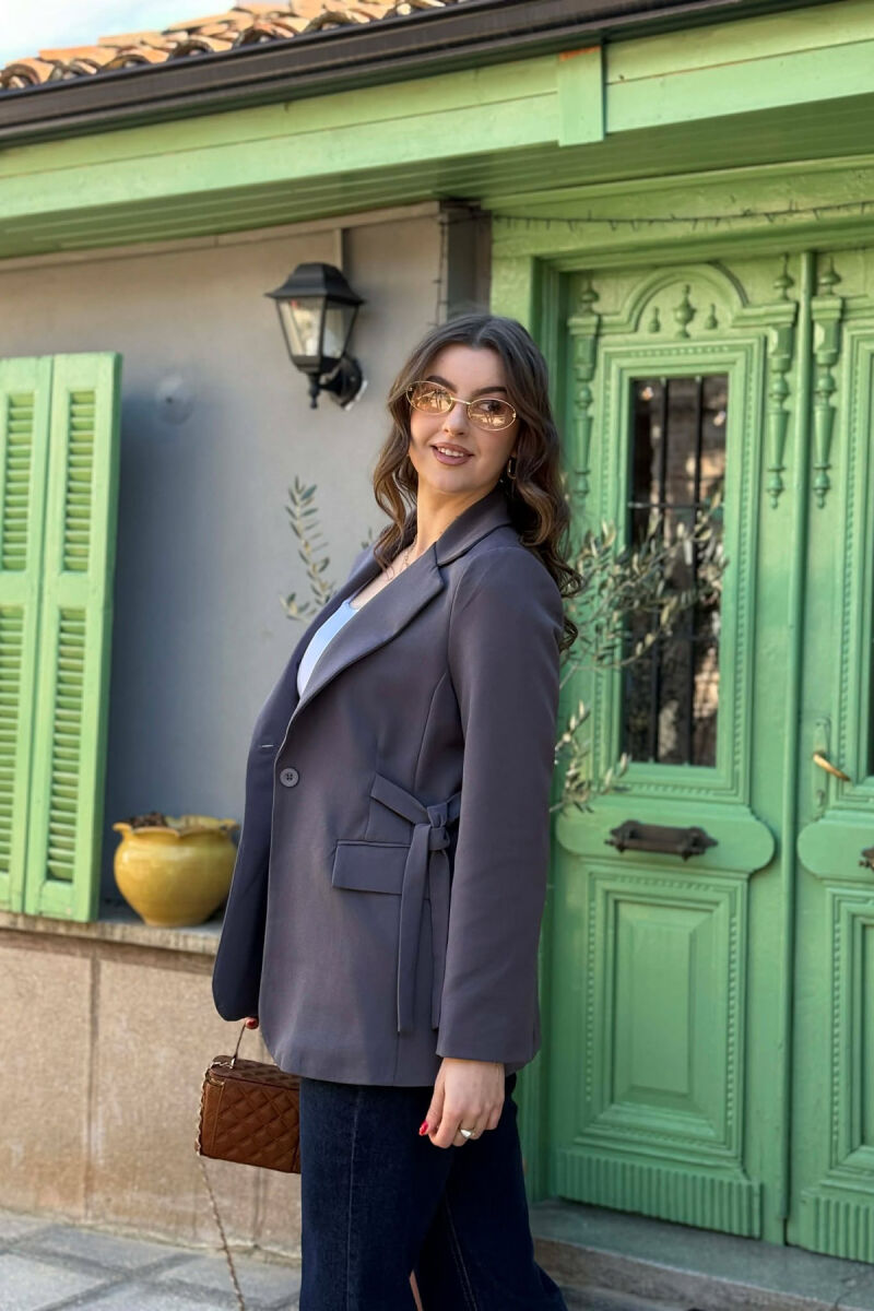 ONE COLOR BUTTONED WOMAN JACKET GREY/GRI - 5