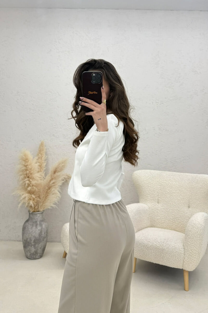 ONE COLOR BUTTONED WOMAN JACKET WHITE-E BARDHE - 2