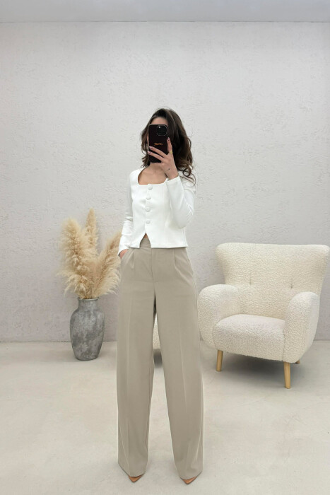 ONE COLOR BUTTONED WOMAN JACKET WHITE-E BARDHE - 3