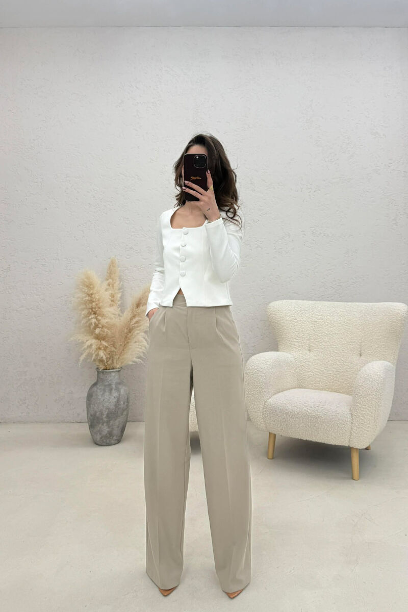 ONE COLOR BUTTONED WOMAN JACKET WHITE-E BARDHE - 3