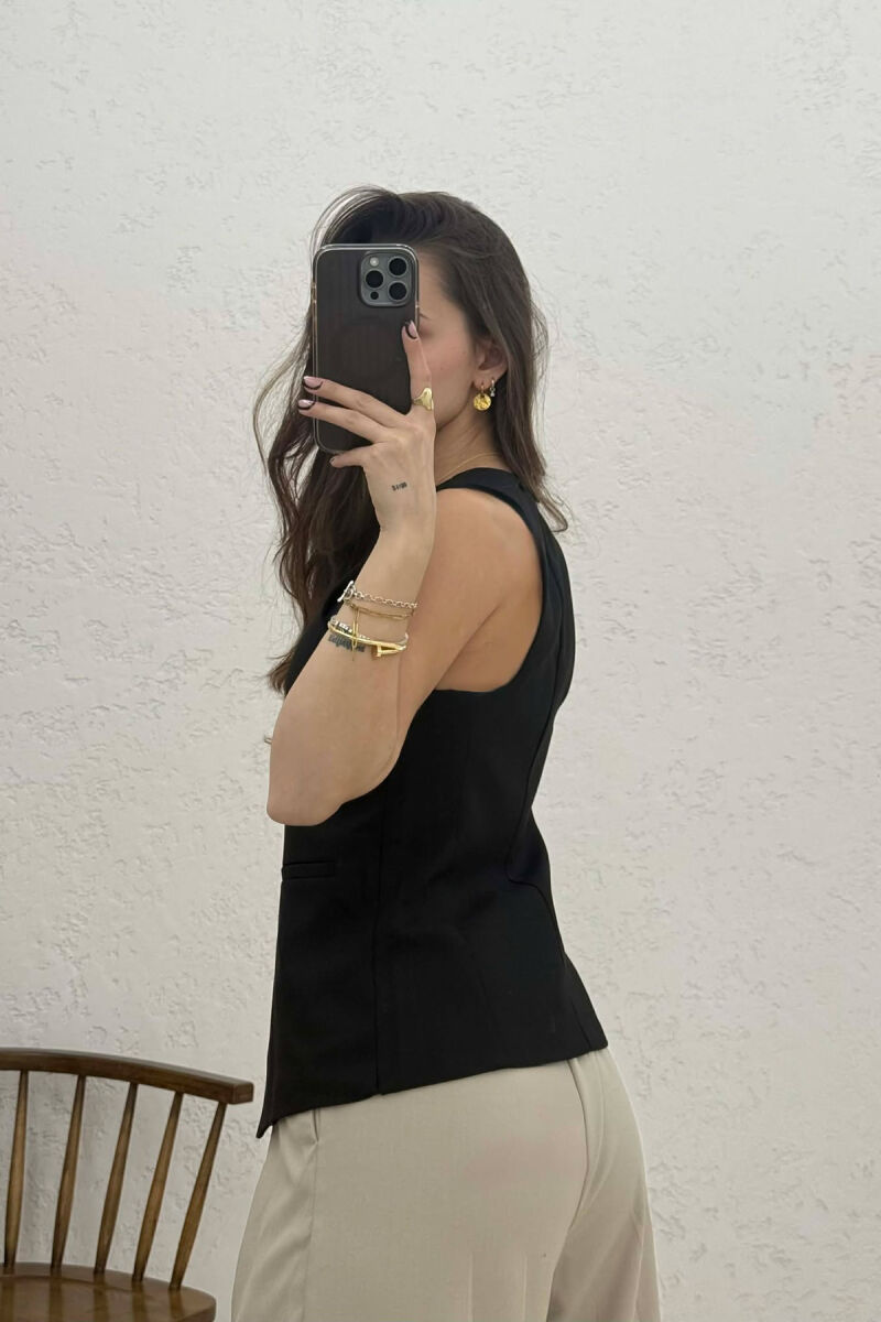 ONE COLOR BUTTONED WOMAN VEST BLACK/ E ZEZE - 5