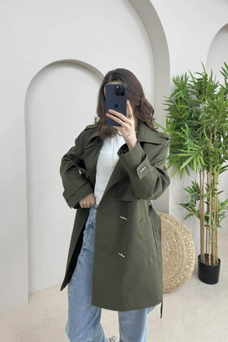 ONE COLOR BUTTONS DETAIL LACING WOMEN JACKET GREEN/JESHILE 