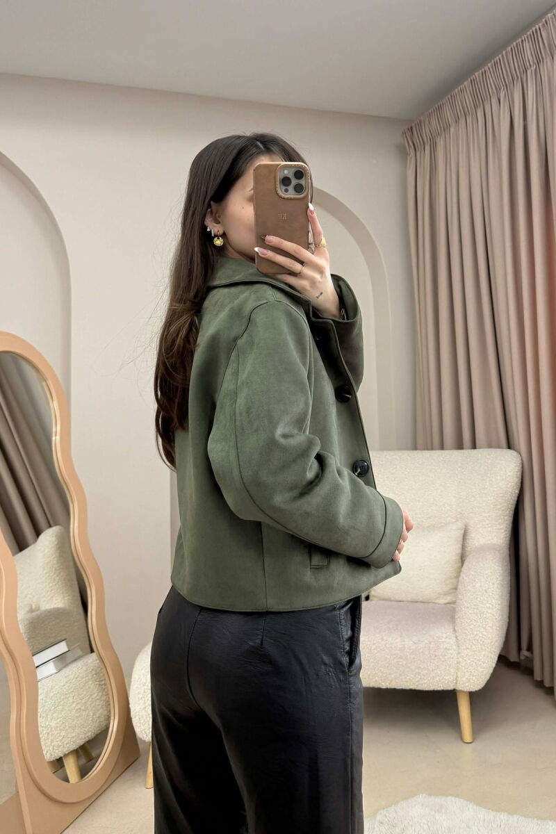 ONE COLOR BUTTONS SUEDE WOMAN JACKET OLIVE/ULLI - 4