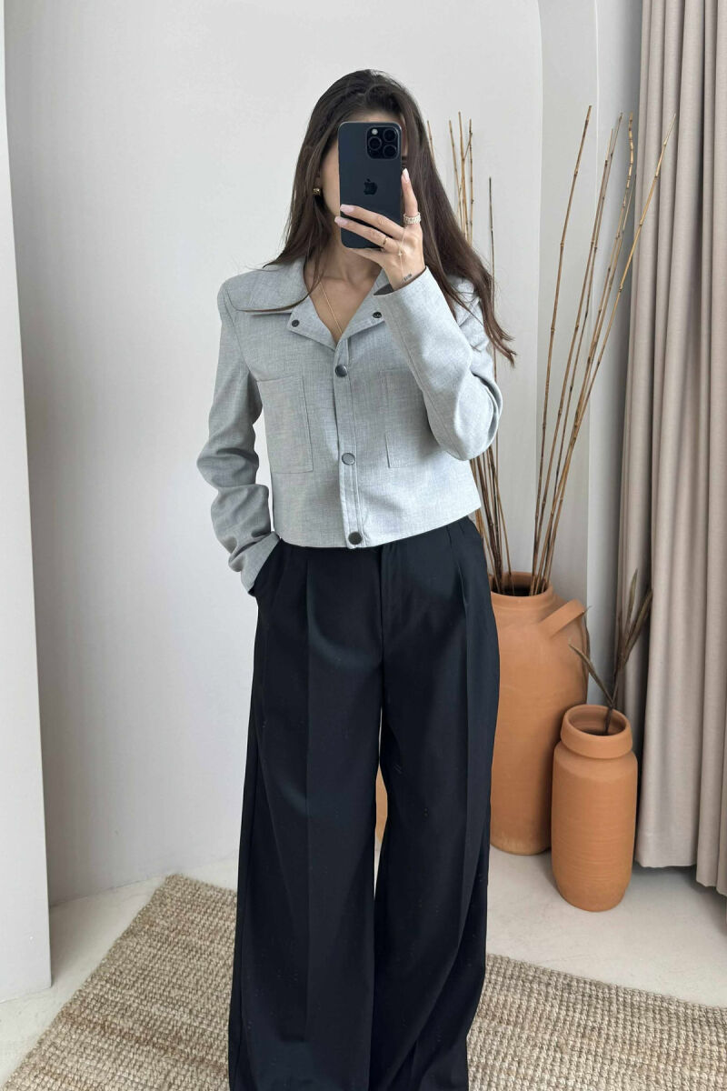 ONE COLOR BUTTONS WOMEN JACKET LIGHT GREY/GZ - 3