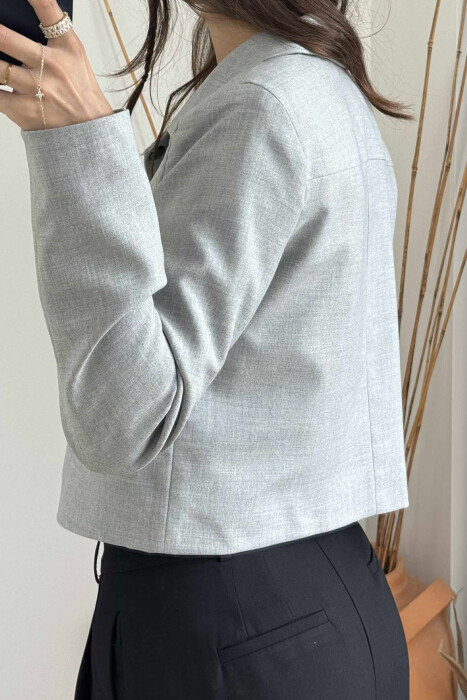 ONE COLOR BUTTONS WOMEN JACKET LIGHT GREY/GZ - 5