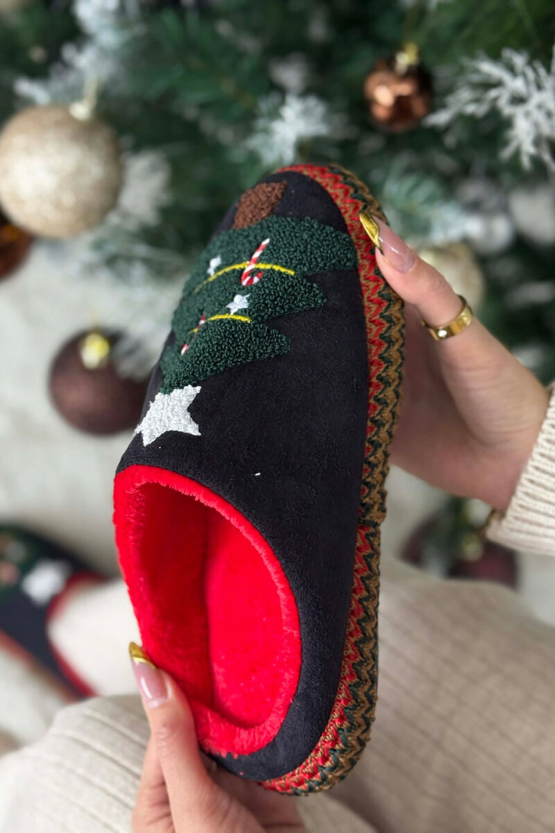 ONE COLOR CHRISTMAS TREE WOMAN SLIPPERS BLACK/ E ZEZE - 2