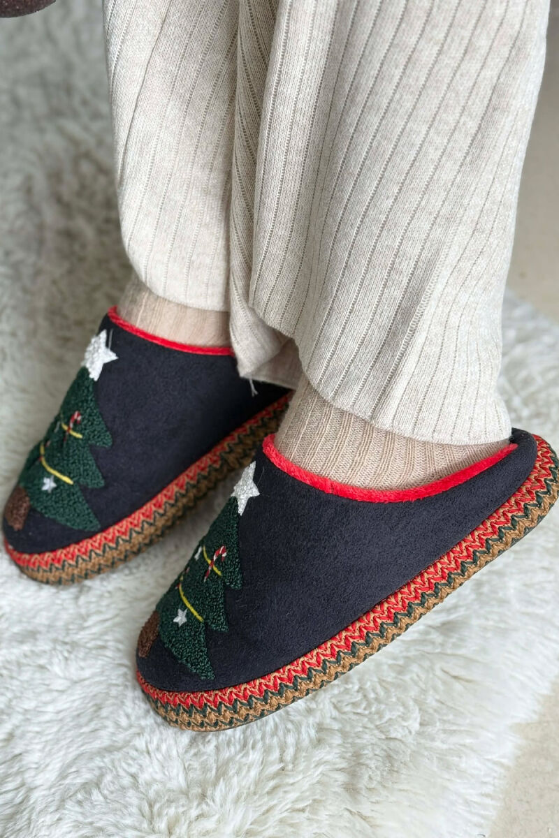 ONE COLOR CHRISTMAS TREE WOMAN SLIPPERS BLACK/ E ZEZE - 4