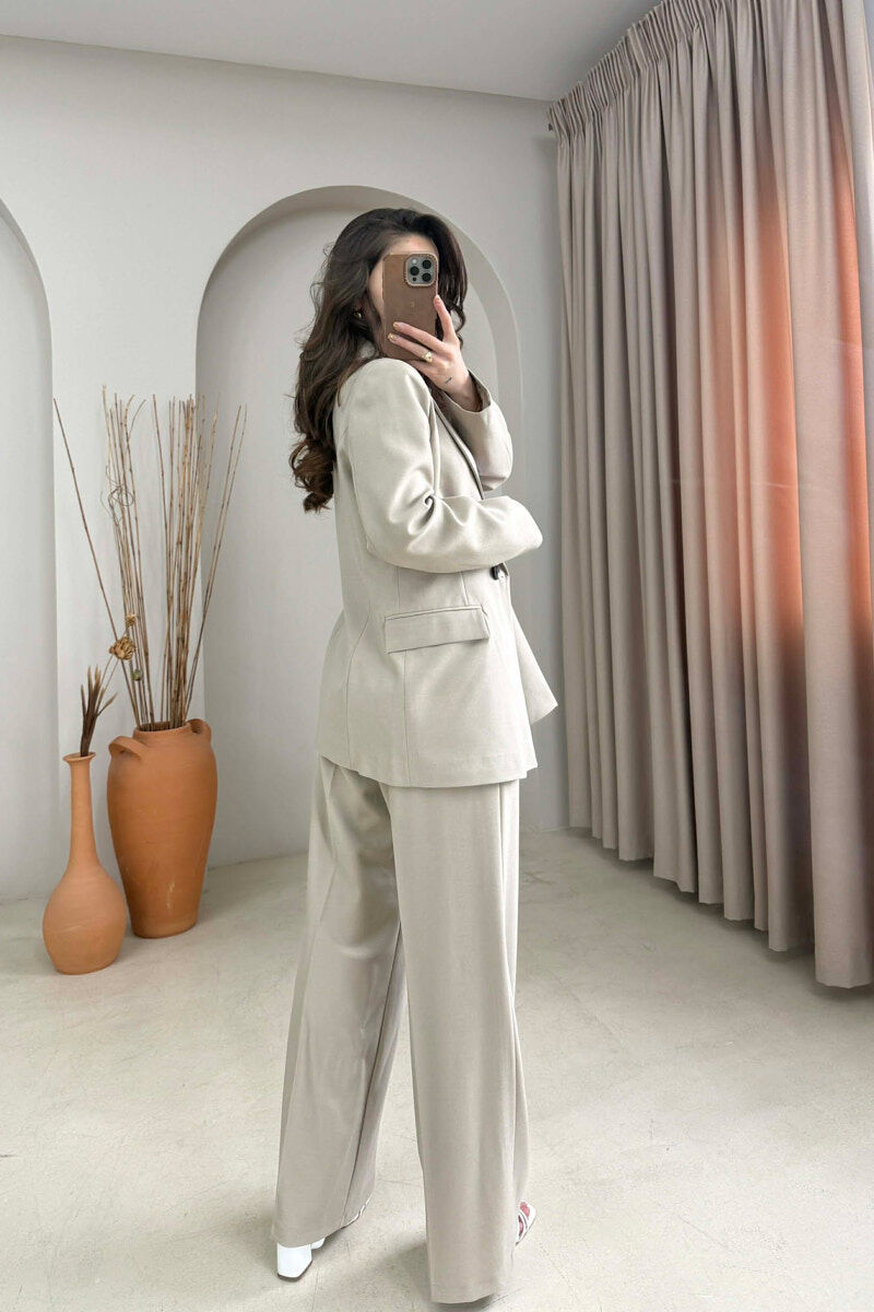 ONE COLOR CLASSIC JACKET + TROUSERS WOMAN SET BEIGE/BEZHE - 4