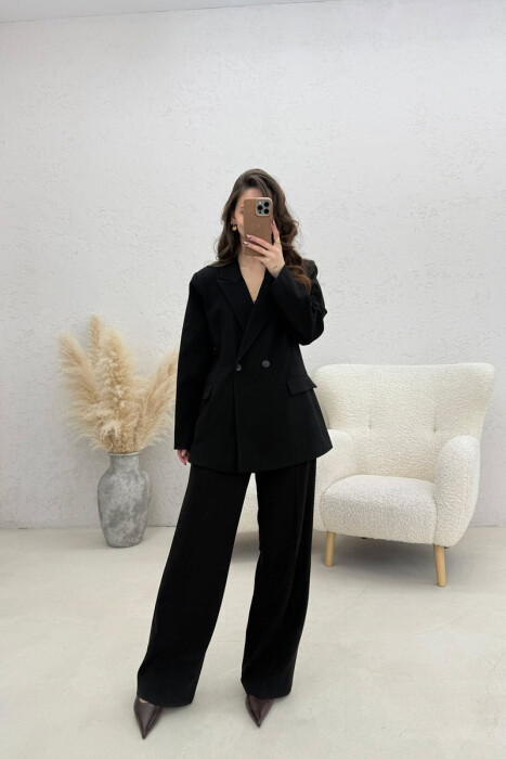 ONE COLOR CLASSIC JACKET + TROUSERS WOMAN SET BLACK/ E ZEZE - 3