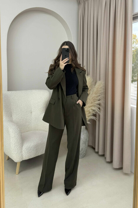 ONE COLOR CLASSIC JACKET + TROUSERS WOMAN SET GREEN/JESHILE - 3