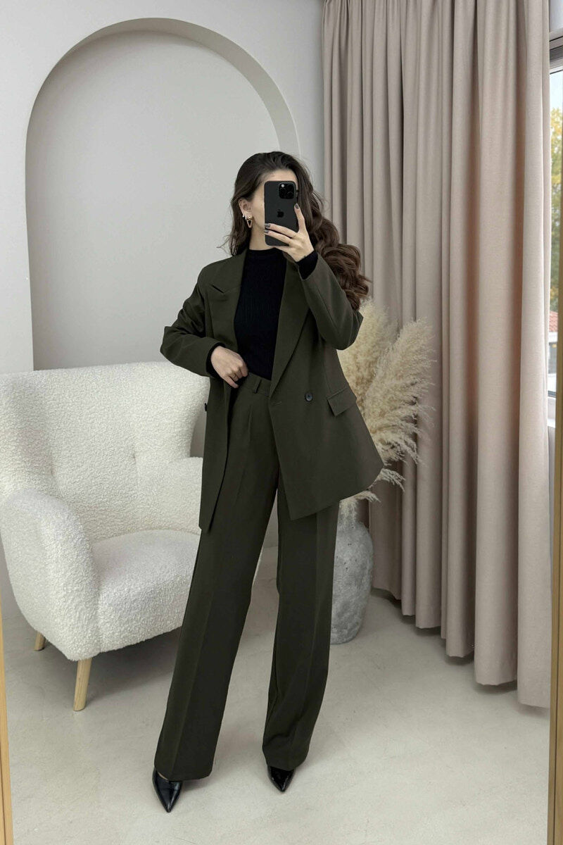 ONE COLOR CLASSIC JACKET + TROUSERS WOMAN SET GREEN/JESHILE - 4