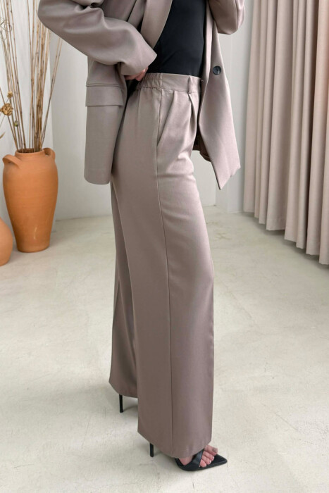 ONE COLOR CLASSIC JACKET + TROUSERS WOMAN SET LIGHT BROWN/KAZB - 3