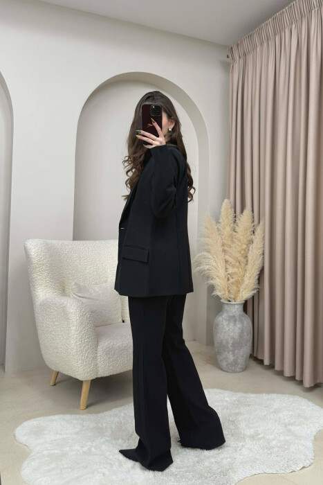 ONE COLOR CLASSIC JACKET+TROUSERS WOMEN SET BLACK/ E ZEZE - 2