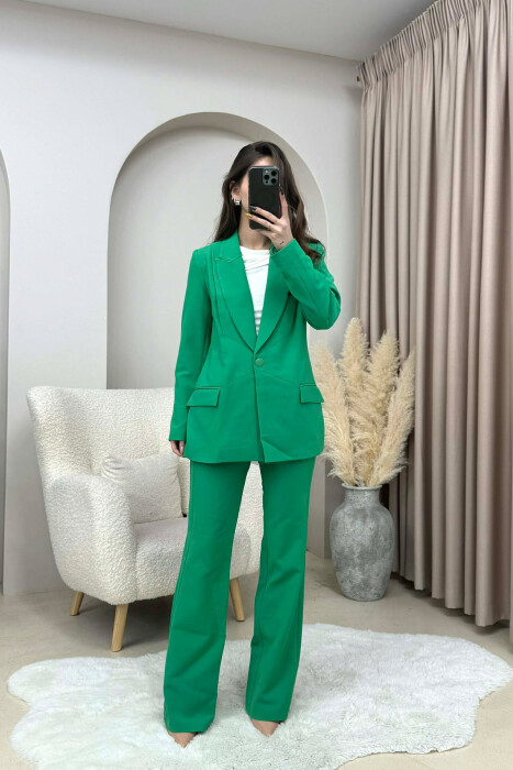 ONE COLOR CLASSIC JACKET+TROUSERS WOMEN SET GREEN/JESHILE 