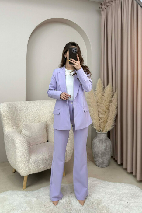 ONE COLOR CLASSIC JACKET+TROUSERS WOMEN SET LIGHT PURPLE/LEZB 