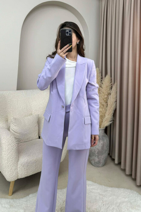 ONE COLOR CLASSIC JACKET+TROUSERS WOMEN SET LIGHT PURPLE/LEZB - 2