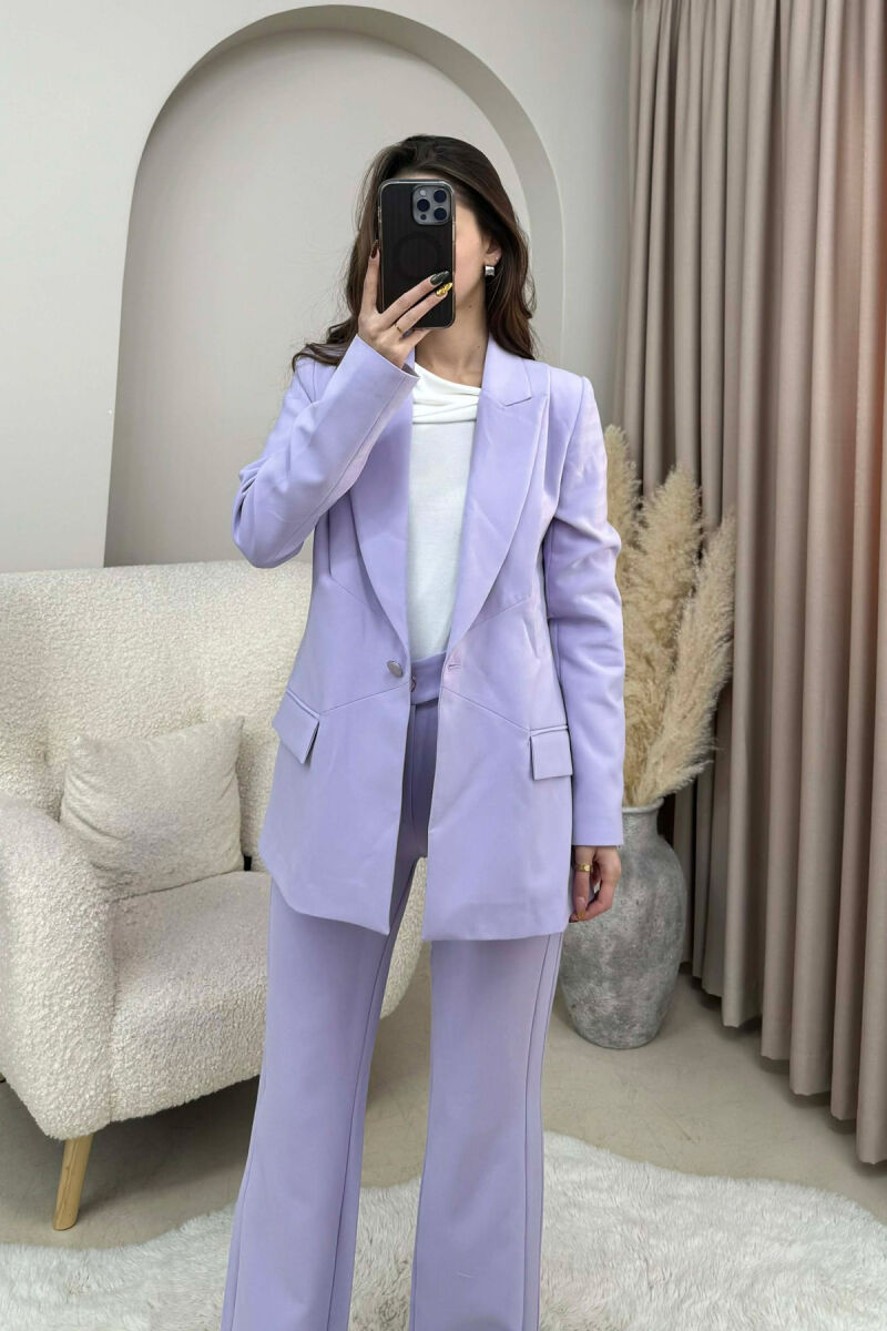 ONE COLOR CLASSIC JACKET+TROUSERS WOMEN SET LIGHT PURPLE/LEZB - 2
