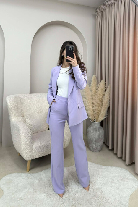 ONE COLOR CLASSIC JACKET+TROUSERS WOMEN SET LIGHT PURPLE/LEZB - 3