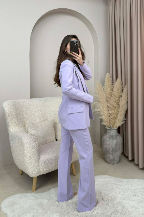 ONE COLOR CLASSIC JACKET+TROUSERS WOMEN SET LIGHT PURPLE/LEZB - 4