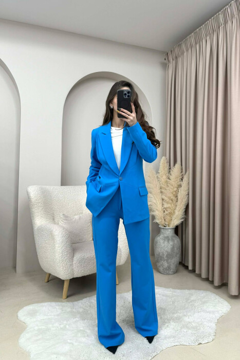 ONE COLOR CLASSIC JACKET+TROUSERS WOMEN SET LIGHTBLUE/BZ - 1